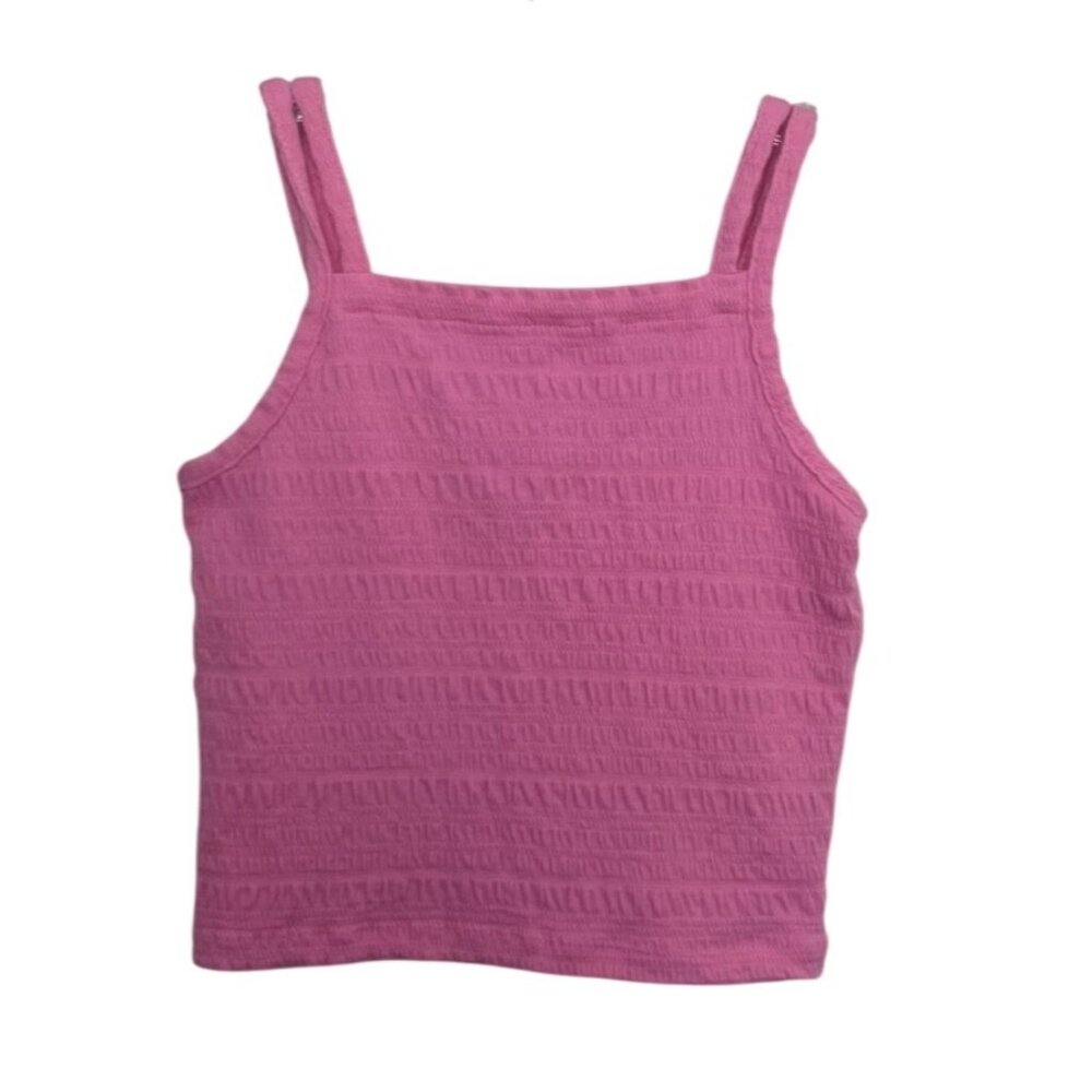 Old Navy Textured Tank Top Girls Medium Pink‎ Cotton Blend Slim Fit